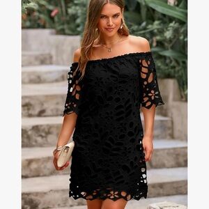 Elegant Black Off-Shoulder Lace Dress
